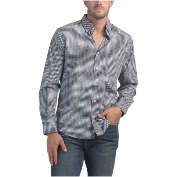 NAUTICA Long Sleeve Plaid Button Down Stretch Shirt - Picture 1 of 3